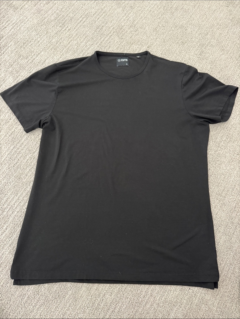 Cuts Clothing Split Hem Black Short Sleeve Crew Neck Tee XL